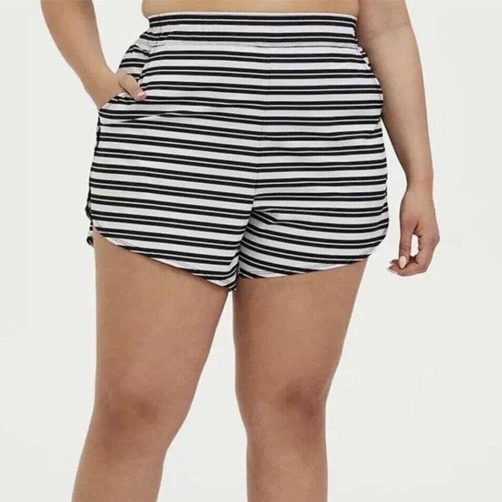 Plus Size Black & White Striped Swim Shorts